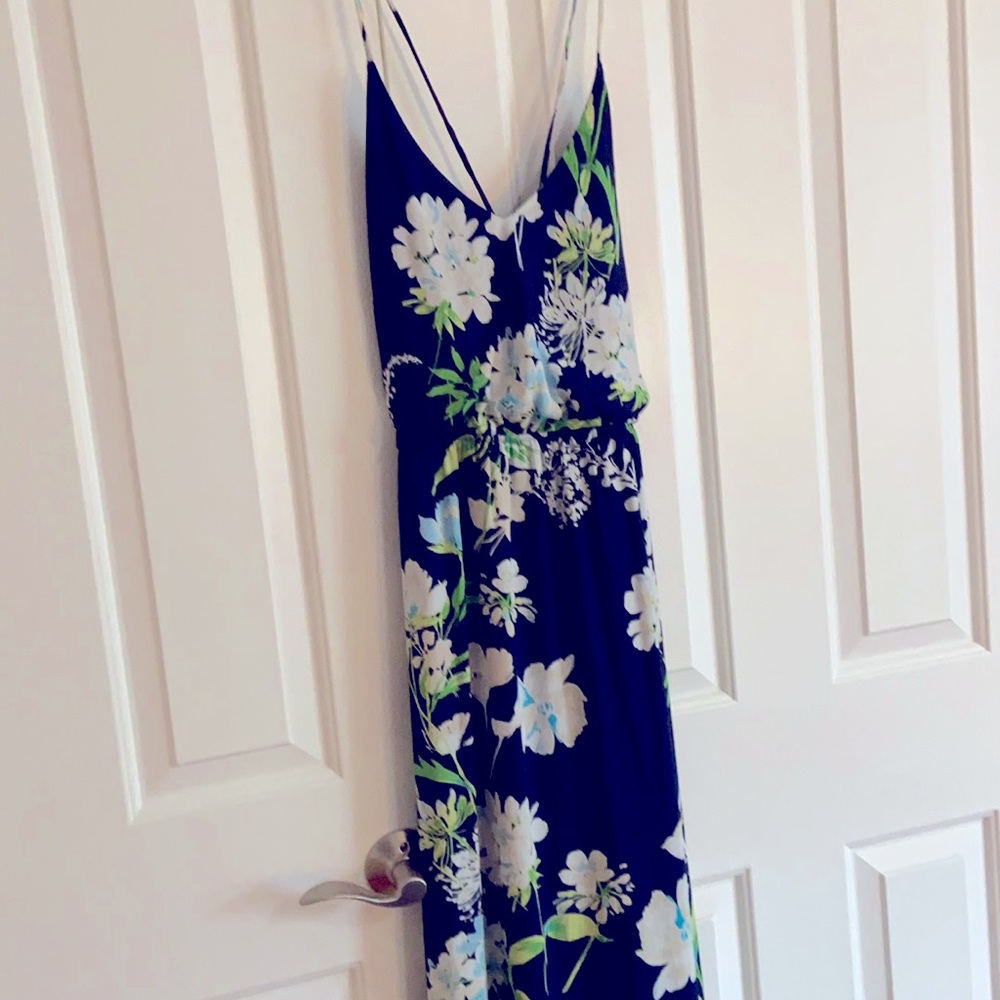 Blue floral flowing long dress